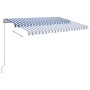 Automatic retractable awning with blue and white poles 3.5x2.5 m by vidaXL, Awnings - Ref: Foro24-3069926, Price: 414,53 €, D...
