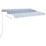 Automatic retractable awning with blue and white poles 3.5x2.5 m by vidaXL, Awnings - Ref: Foro24-3069926, Price: 432,13 €, D...