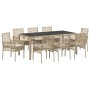 Conjunto de Comedor de Jardín de 9 Piezas con Cojines Beige de Poliratán by , Garden chairs - Ref: Foro24-3334892, Price: 620...