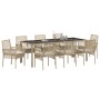 Set de Comedor de Jardín de 9 Piezas con Cojines Beig de Poliratán by , Garden chairs - Ref: Foro24-3334893, Price: 612,51 €,...