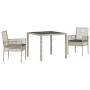 Conjunto de Comedor de Jardín de 3 Piezas con Cojines Gris Claro de Poliratán von , Gartenstühle - Ref: Foro24-3334895, Preis...