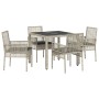 Set de Comedor de Jardín de 5 Piezas con Cojines Gris Claro de Poliratán by , Garden chairs - Ref: Foro24-3334896, Price: 310...