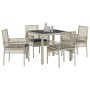 Set de Comedor de Jardín de 5 Piezas con Cojines Gris Claro de Poliratán by , Garden chairs - Ref: Foro24-3334896, Price: 310...
