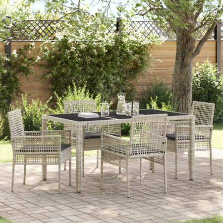 Conjunto de Comedor de Jardín de 5 Piezas con Cojines Gris Claro de Poliratán von , Gartenstühle - Ref: Foro24-3334897, Preis...