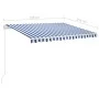 Automatic retractable awning with blue and white poles 3.5x2.5 m by vidaXL, Awnings - Ref: Foro24-3069926, Price: 432,13 €, D...