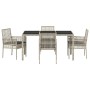 Conjunto de Comedor de Jardín de 5 Piezas con Cojines Gris Claro de Poliratán von , Gartenstühle - Ref: Foro24-3334897, Preis...