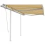 Retractable manual awning with yellow and white poles, 3x2.5 m. by vidaXL, Awnings - Ref: Foro24-3069898, Price: 308,33 €, Di...