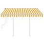 Retractable manual awning with yellow and white poles, 3x2.5 m. by vidaXL, Awnings - Ref: Foro24-3069898, Price: 308,33 €, Di...