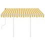 Retractable manual awning with yellow and white poles, 3x2.5 m. by vidaXL, Awnings - Ref: Foro24-3069898, Price: 308,33 €, Di...