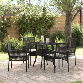Juego de comedor de jardín de 5 piezas negro de poliratán de , Sillas de jardín - Ref: Foro24-3334924, Precio: 307,55 €, Desc...