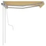 Retractable manual awning with yellow and white poles, 3x2.5 m. by vidaXL, Awnings - Ref: Foro24-3069898, Price: 308,33 €, Di...