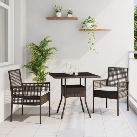 Conjunto de Comedor de Jardín de 3 Piezas Marrón Ratán Poliéster de , Sillas de jardín - Ref: Foro24-3334925, Precio: 189,45 ...
