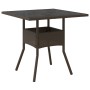 Conjunto de Comedor de Jardín de 3 Piezas Marrón Ratán Poliéster