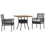 Set de Comedor de 3 Piezas para Jardín con Cojines Negros de Poliratán by , Garden chairs - Ref: Foro24-3334935, Price: 183,6...