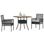 Set de Comedor de 3 Piezas para Jardín con Cojines Negros de Poliratán by , Garden chairs - Ref: Foro24-3334935, Price: 183,6...
