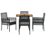 Conjunto de comedor de jardín de 5 piezas con cojines en negro de poliratán von , Gartenstühle - Ref: Foro24-3334936, Preis: ...