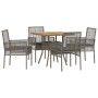 Juego de Comedor de Jardín de 5 Piezas con Cojines Gris Poliratán by , Garden chairs - Ref: Foro24-3334938, Price: 296,28 €, ...
