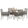 Juego de Comedor de Jardín de 5 Piezas con Cojines Gris Poliratán by , Garden chairs - Ref: Foro24-3334938, Price: 296,28 €, ...