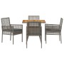 Juego de Comedor de Jardín de 5 Piezas con Cojines Gris Poliratán by , Garden chairs - Ref: Foro24-3334938, Price: 296,28 €, ...