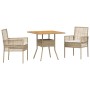 Juego de Comedor de Jardín de 3 Piezas con Cojines Beige Poliratán by , Garden chairs - Ref: Foro24-3334939, Price: 192,40 €,...