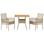 Juego de Comedor de Jardín de 3 Piezas con Cojines Beige Poliratán by , Garden chairs - Ref: Foro24-3334939, Price: 192,40 €,...
