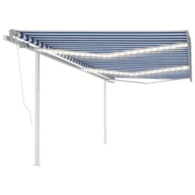 Manual retractable awning with blue and white LED 6x3.5 m by vidaXL, Awnings - Ref: Foro24-3070081, Price: 862,03 €, Discount: %
