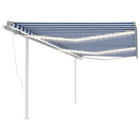 Manual retractable awning with blue and white LED 6x3.5 m by vidaXL, Awnings - Ref: Foro24-3070081, Price: 862,03 €, Discount: %