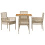 Conjunto de Comedor de Jardín de 5 Piezas con Cojines Beige Polirratán von , Gartenstühle - Ref: Foro24-3334940, Preis: 297,6...