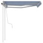 Retractable manual awning with blue and white poles 3.5x2.5 m by vidaXL, Awnings - Ref: Foro24-3069916, Price: 455,41 €, Disc...