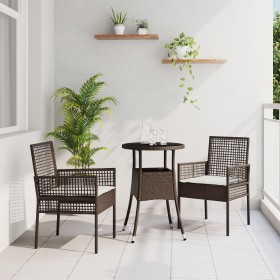 Juego de Comedor de Jardín de 3 Piezas Marrón Ratán Poliéster by , Garden chairs - Ref: Foro24-3334943, Price: 162,21 €, Disc...