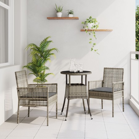 Juego de Comedor de Jardín de 3 Piezas Gris Ratán Sintético von , Gartenstühle - Ref: Foro24-3334945, Preis: 163,20 €, Rabatt: %