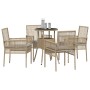 Conjunto de Comedor de Jardín de 5 Piezas Beige Polirratán by , Garden chairs - Ref: Foro24-3334948, Price: 274,91 €, Discoun...