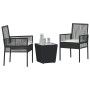 Conjunto Bistro de Jardín de 3 Piezas con Cojines en Ratan Sintético Negro by , Garden chairs - Ref: Foro24-3334955, Price: 1...