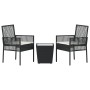 Conjunto Bistro de Jardín de 3 Piezas con Cojines en Ratan Sintético Negro by , Garden chairs - Ref: Foro24-3334955, Price: 1...