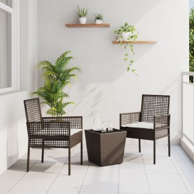 Conjunto de Bistro de Jardín de 3 Piezas con Cojines Marrón de Poliratán von , Gartenstühle - Ref: Foro24-3334956, Preis: 153...