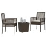 Conjunto de Bistro de Jardín de 3 Piezas con Cojines Marrón de Poliratán by , Garden chairs - Ref: Foro24-3334956, Price: 153...