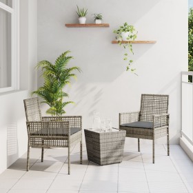 Set de Bistro de Jardín de 3 Piezas con Cojines en Gris de Poliratán von , Gartenstühle - Ref: Foro24-3334957, Preis: 158,96 ...