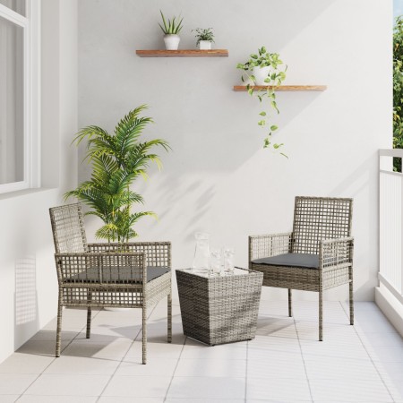 Set de Bistro de Jardín de 3 Piezas con Cojines en Gris de Poliratán von , Gartenstühle - Ref: Foro24-3334957, Preis: 158,96 ...