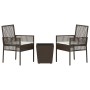 Conjunto de Bistro de Jardín de 3 Piezas con Cojines Marrón de Poliratán by , Garden chairs - Ref: Foro24-3334956, Price: 153...