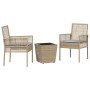 Conjunto de bistro de jardín de 3 piezas con cojines Beige de polirratán by , Garden chairs - Ref: Foro24-3334958, Price: 150...