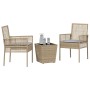 Conjunto de bistro de jardín de 3 piezas con cojines Beige de polirratán by , Garden chairs - Ref: Foro24-3334958, Price: 150...