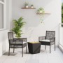 Conjunto de Bistro de Jardín de 3 Piezas con Cojines Ratan de Polipropileno Negro by , Garden chairs - Ref: Foro24-3334960, P...