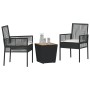 Conjunto de Bistro de Jardín de 3 Piezas con Cojines Ratan de