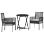 Conjunto de Bistro de Jardín de 3 Piezas con Cojines de Ratán Sintético Negro by , Garden chairs - Ref: Foro24-3334962, Price...