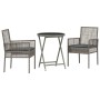 Conjunto de Bistro de Jardín de 3 Piezas con Cojines Gris de Poliratán by , Garden chairs - Ref: Foro24-3334964, Price: 167,6...