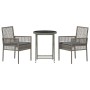 Conjunto de Bistro de Jardín de 3 Piezas con Cojines Gris de Poliratán by , Garden chairs - Ref: Foro24-3334964, Price: 167,6...