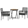 Set de Bistro de Jardín de 3 Piezas con Cojines Ratané Negro von , Gartenstühle - Ref: Foro24-3334967, Preis: 164,04 €, Rabat...