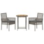 Set de Bistro de Jardín de 3 Piezas con Cojines Gris de Poliratán by , Garden chairs - Ref: Foro24-3334968, Price: 163,16 €, ...