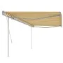 Manual retractable awning with yellow and white poles 5x3.5 m by vidaXL, Awnings - Ref: Foro24-3070058, Price: 493,05 €, Disc...