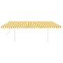 Manual retractable awning with yellow and white poles 5x3.5 m by vidaXL, Awnings - Ref: Foro24-3070058, Price: 501,46 €, Disc...